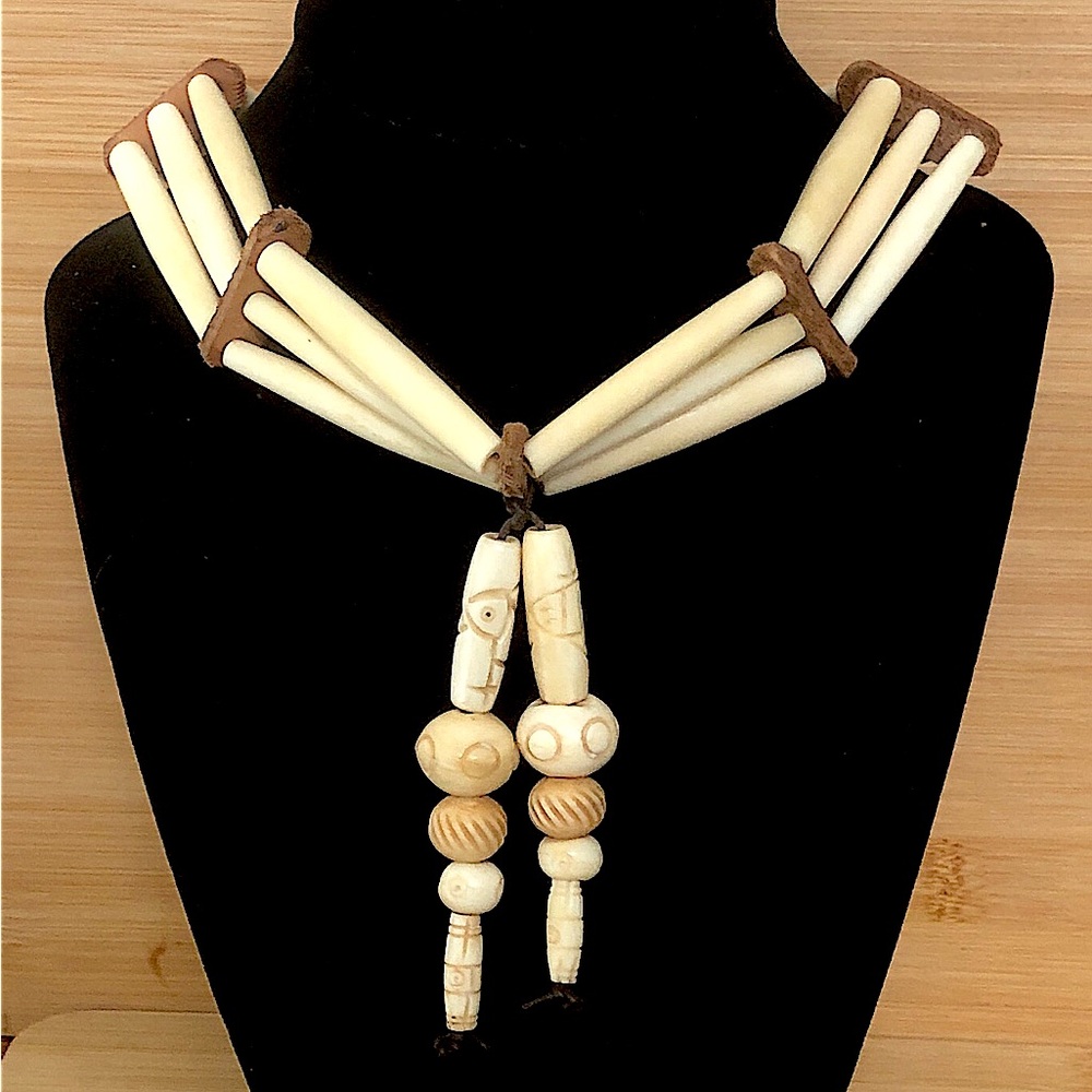 $122  Nicky Butler Estate RAJ. COLLECTION Bone Southwest Choker Necklace